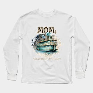 Mom: Steampunk At Heart Antique Ship - Golden Version Long Sleeve T-Shirt